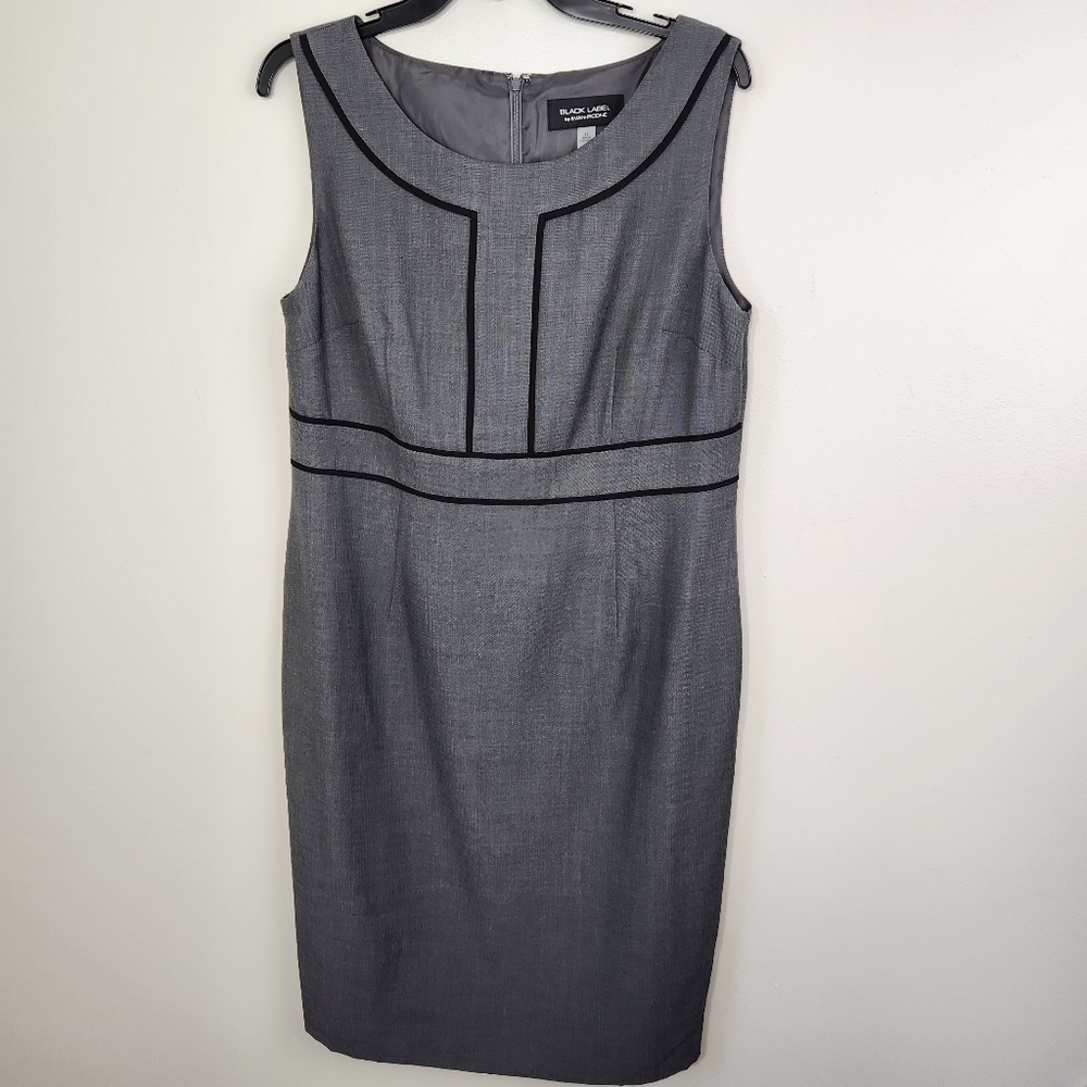 Evan Picone Dress Black Label Size 12 Grey Sleeveless Career Sheath 0525…